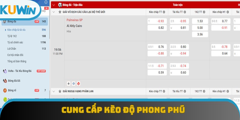 Cung cấp kèo độ phong phú